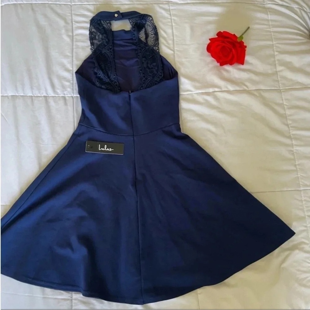 Lulu's Deep Blue Lace Mini Dress